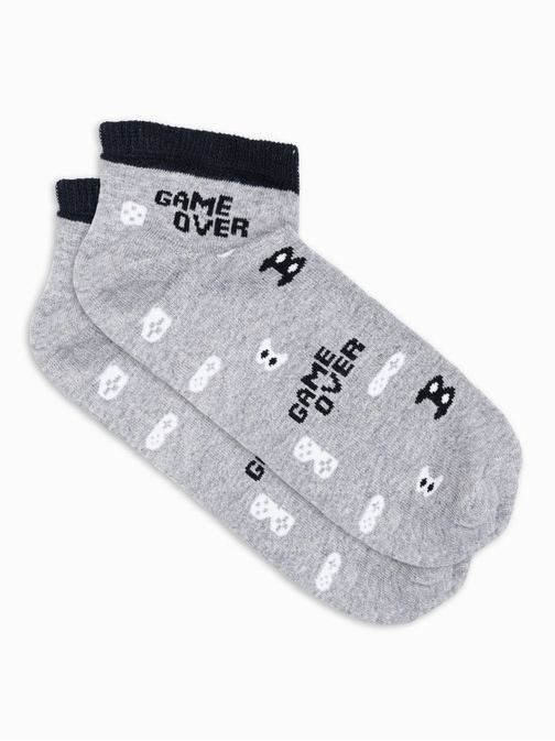 Veselé šedo-černé ponožky Game over U177