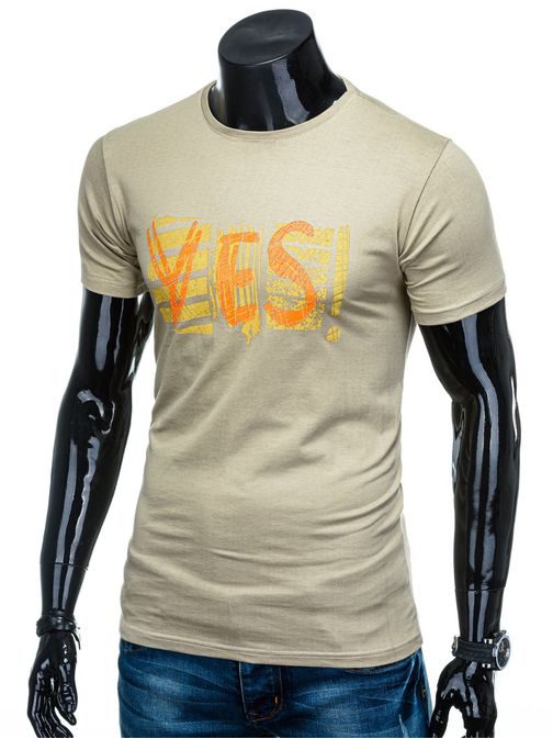 Béžové tričko s krátkým rukávem Yes S1352