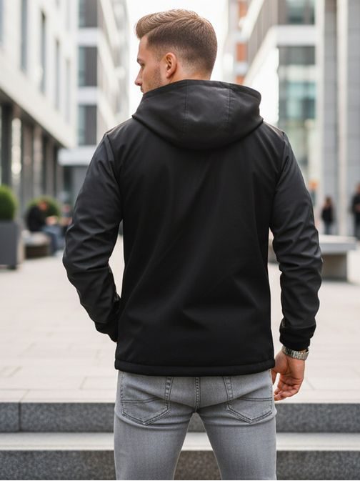 Módní černá pánská softshellová bunda