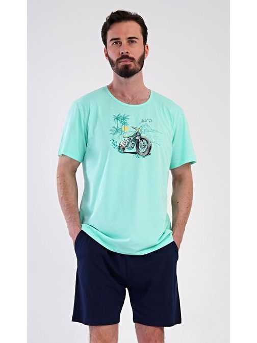 Krátké mátové pánské pyžamo Moto trip
