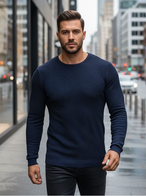 Stylový pánský svetr v modré barvě