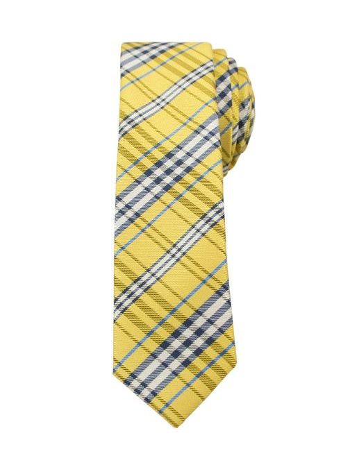 Žlutá károvaná pánská kravata