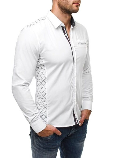 Vkusná bílá pánská košile Raw Lucci 528