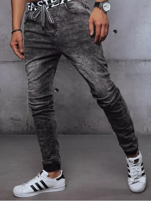 Trendy černé jogger rifle s výrazným pasem