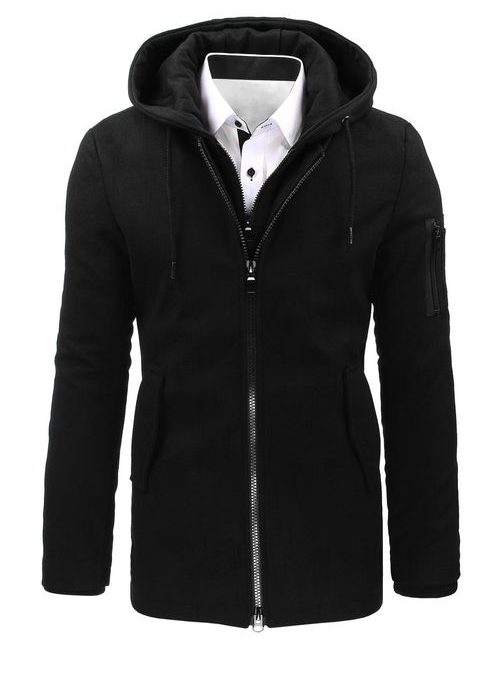 Zajímavý módní černý kabát