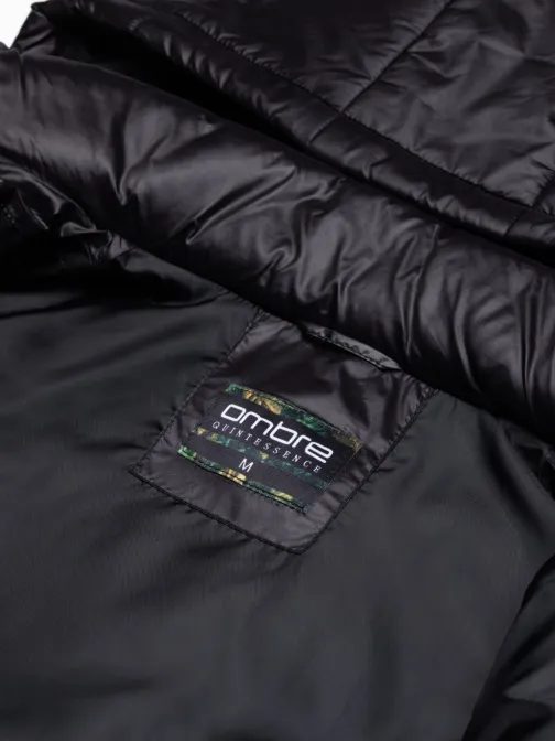 Prošívaná zimní bunda v černé barvě V1 22FW-010