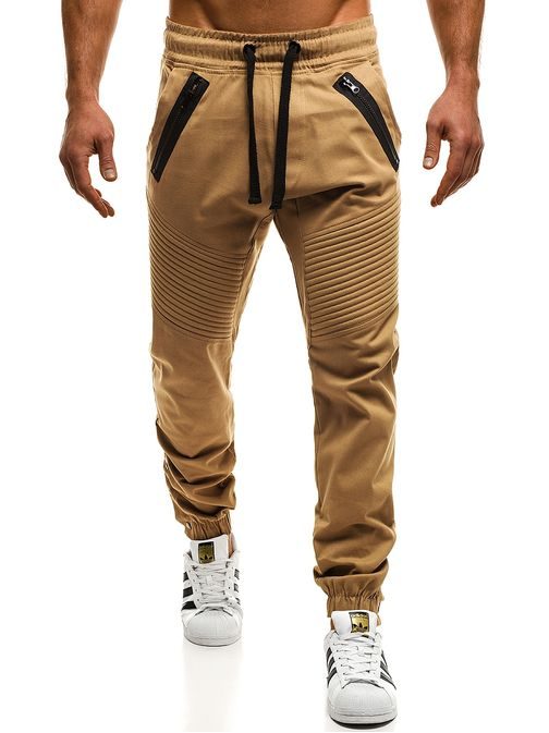 Karamelové chinos jogger kalhoty OZONEE A/0952