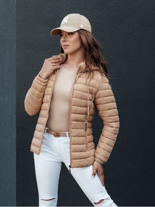 Stylová béžová dámská bunda Femmoda