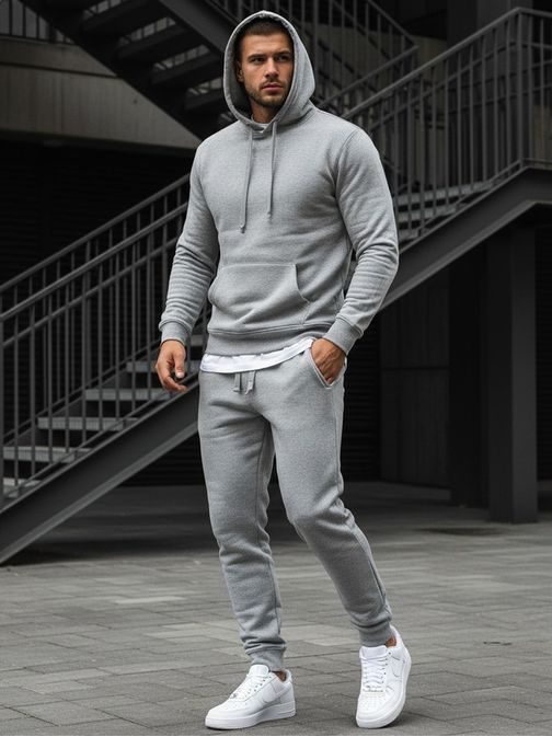 Stylová šedá mikina s kapucí