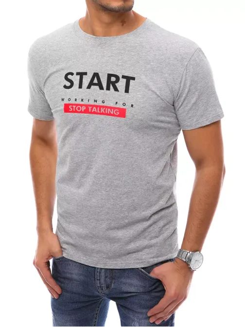Světle šedé tričko s nápisem Start
