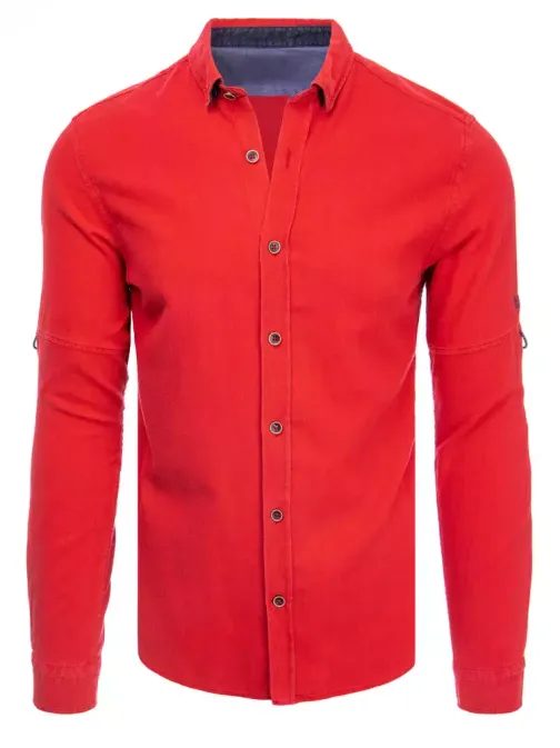 Červená bavlněná košile v ležérním stylu