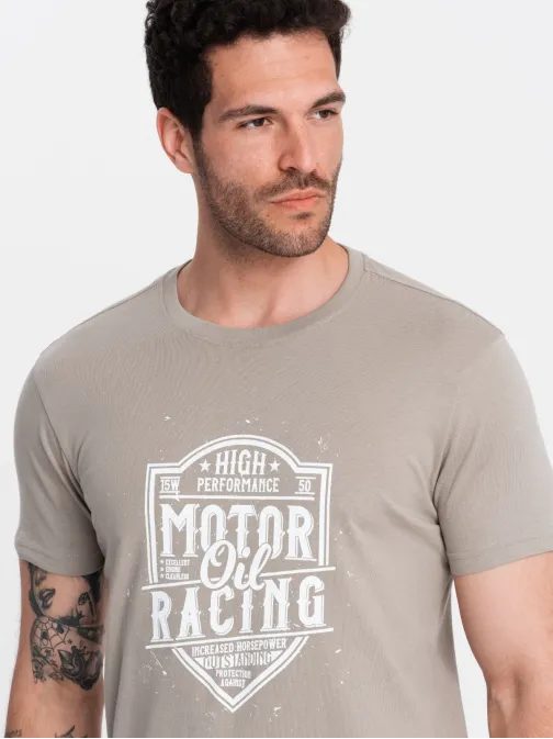 Popelavé tričko s moto potiskem V3 TSPT-0125