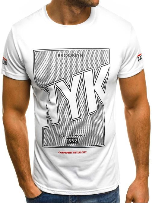 Bílé pánské tričko Brooklyn OZONEE JS/SS356