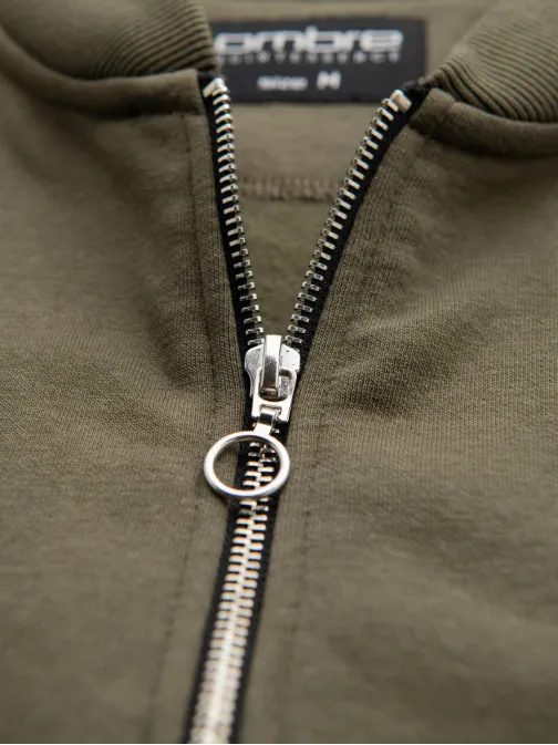 Zajímavá khaki bomber mikina V1 SSZP-0215