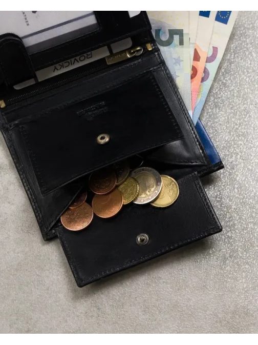 Moderní černá pánská peněženka na výšku