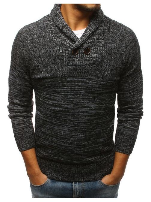 Tmavě šedý svetr s módním límcem