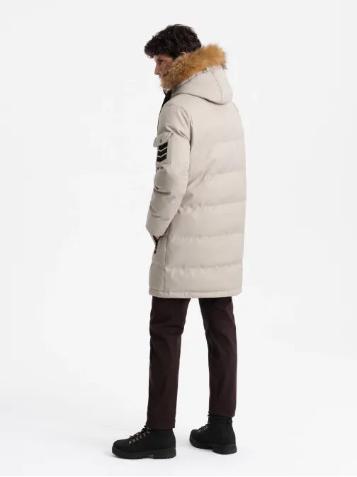 Zimní béžová parka V5 JALP-0182