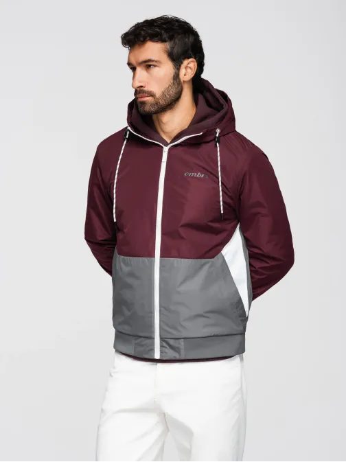 Funkční vínově šedá přechodná sportovní bunda V3 JANP-0225