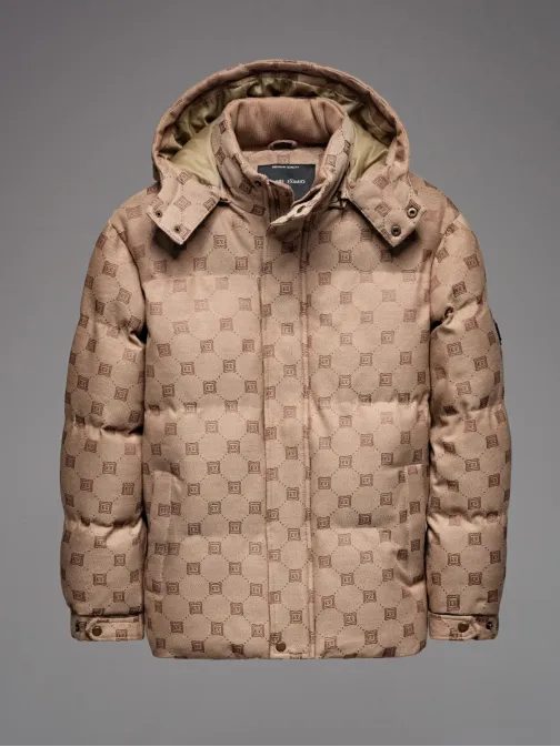 Elegantní prošívaná hnědá zimní bunda V2 JAHP-0195