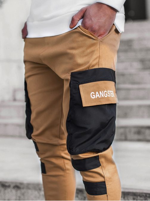 Stylové kamelové joggery G/11131