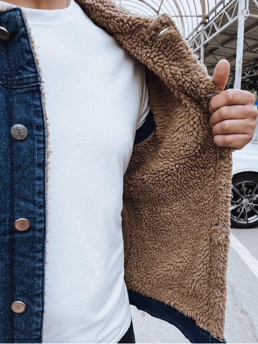 Modrá přechodná zateplená džínová bunda