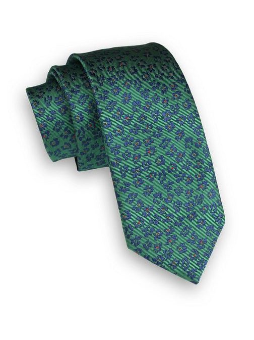 Zelená květinová kravata