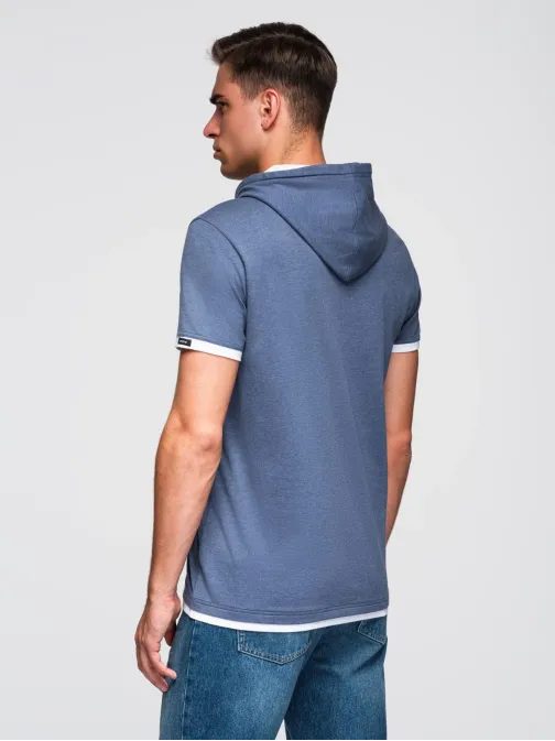 Jedinečné modré tričko s kapucí V12 TSCT-0256