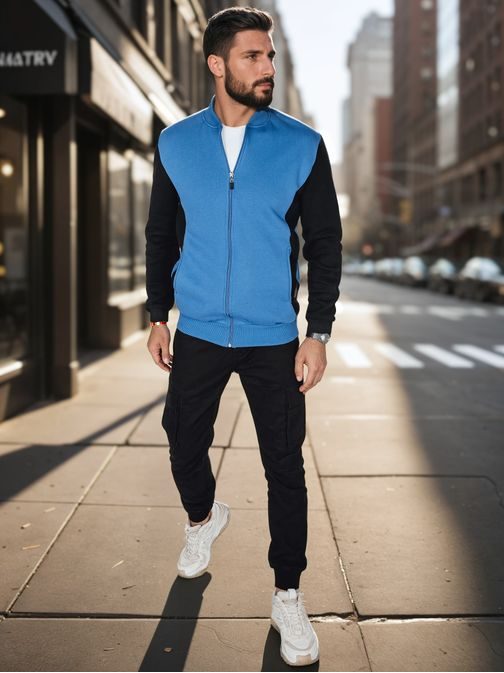 Dvoubarevná pánská modro-černá mikina