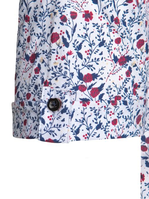 Bílá pánská košile s květinovým originálním potiskem