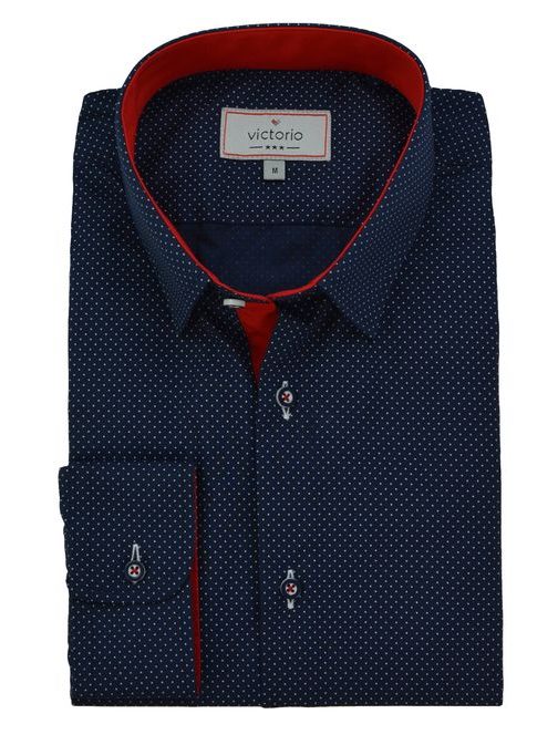 Granátová pánská košile s drobnými tečkami V267
