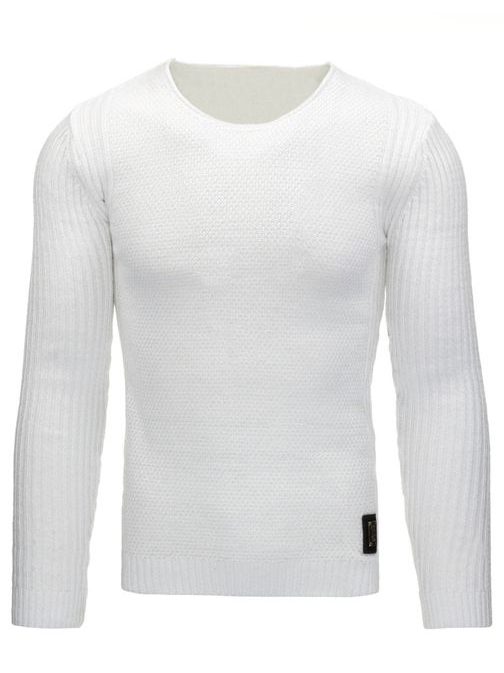 Jednoduchý elegantní bílý pánský svetr