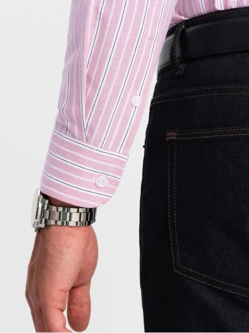 Růžová košile s jemným vzorem V2 SHOS-0170