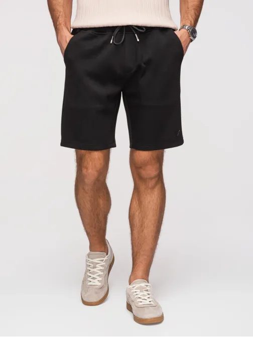 Trendy černé pánské šortky s logem V1 SRBC-0153