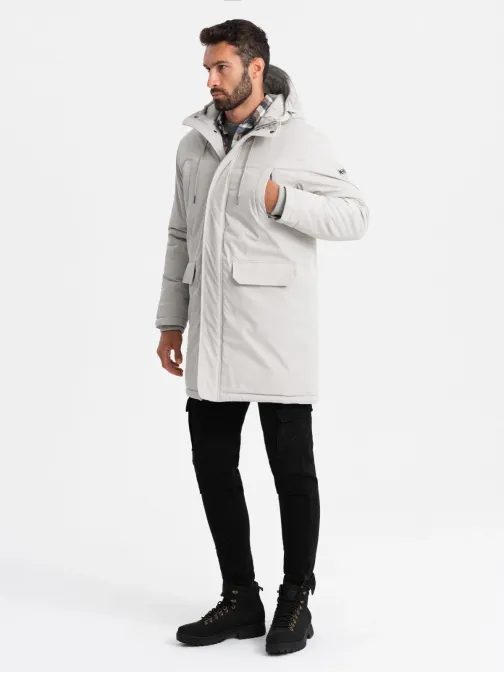 Nadčasová krémová pánská parka V1 JALJ-0166