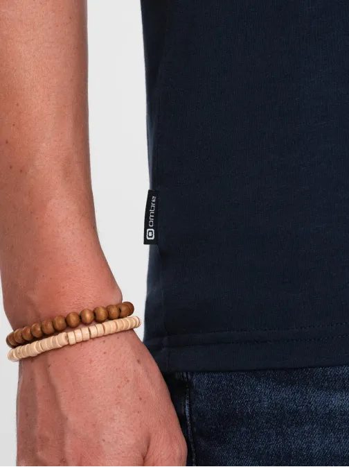 Trendy pánské granátové tričko s výstřihem do V V2 TSCT-0106