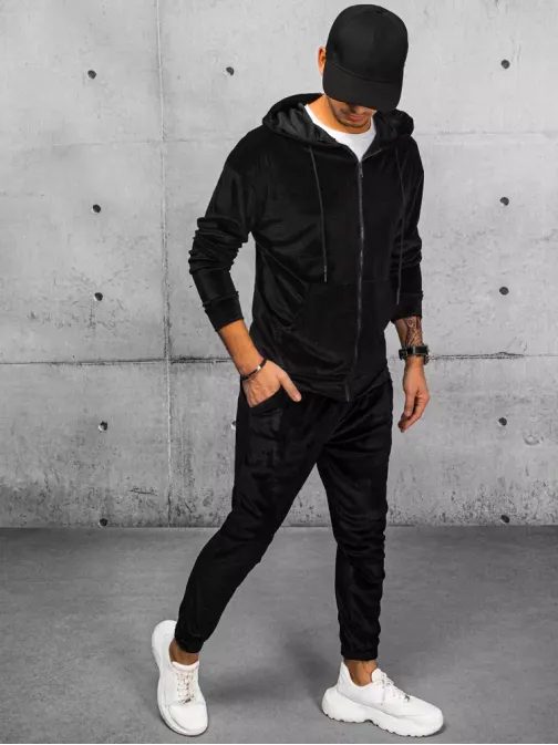 Černá velurová mikina na zip