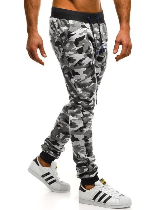 Šedé maskáčové jogger s ozdobným zipem J.STYLE KK05