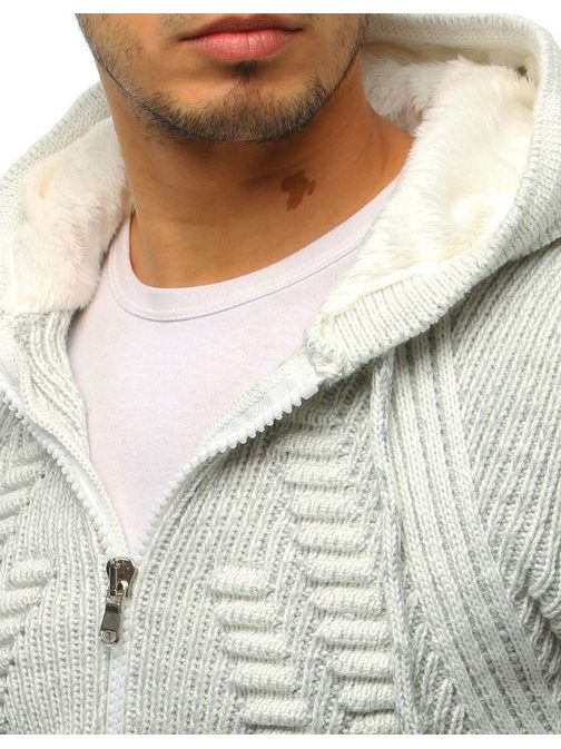 Hřejivý ecru svetr s kapucí