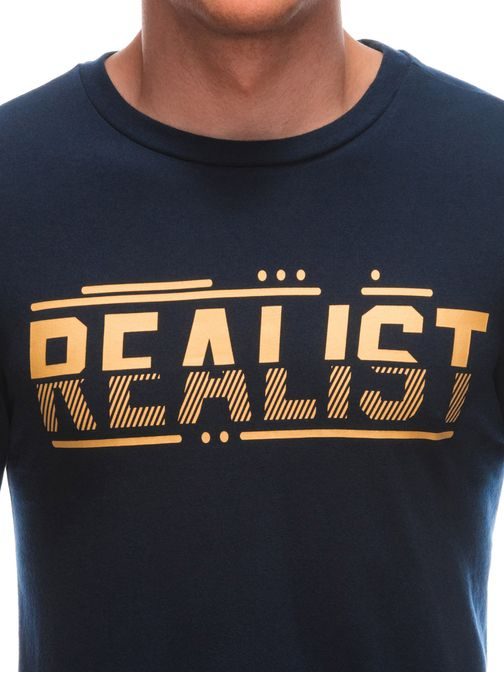 Tmavě modré tričko s nápisem Realist S1928