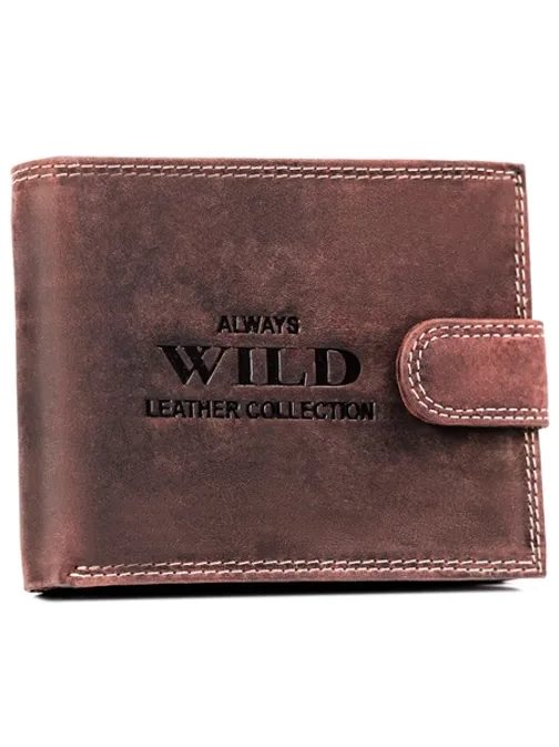 Pánská kožená peněženka v tmavě hnědé barvě WILD