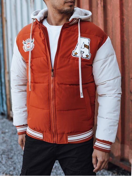 Červená prošívaná bomber bunda