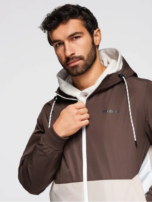 Funkční hnědo-krémová přechodová sportovní bunda V2 JANP-0225