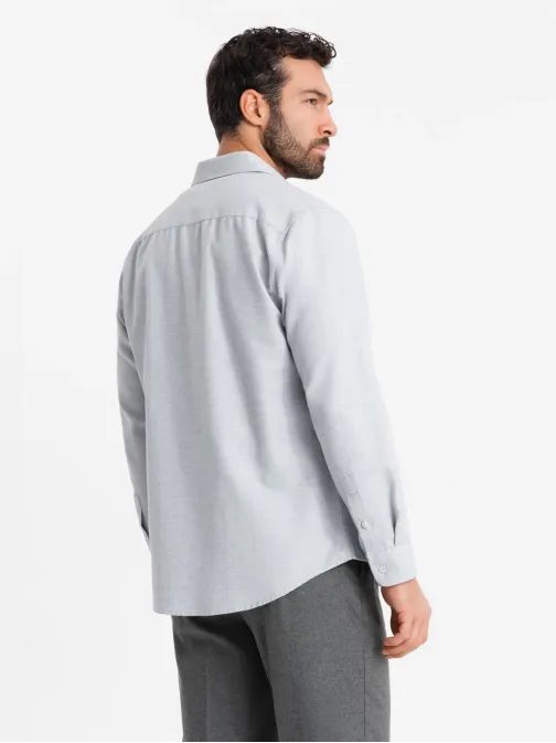 Ležérní jasně šedá košile s kapsou V2 SHCS-0148