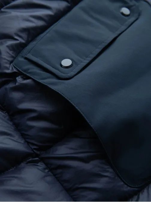 Atraktivní tmavě modrá dlouhá bunda na zimu V4 JALP-0165