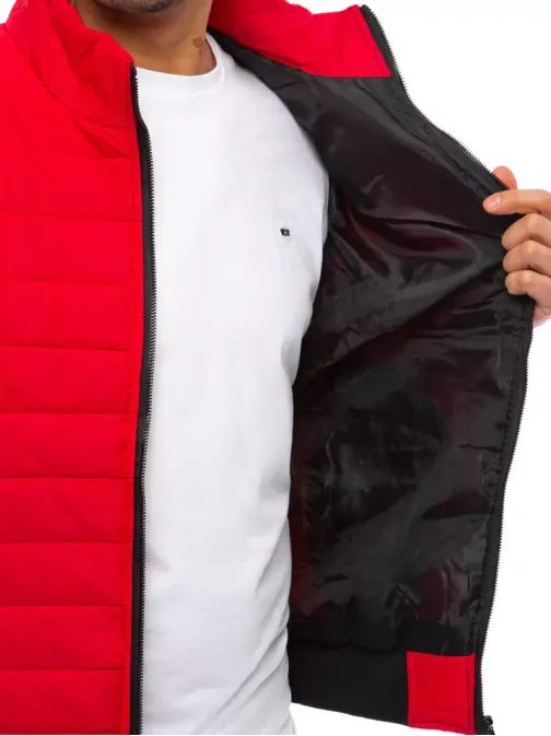 Červená stylová vesta bez kapuce