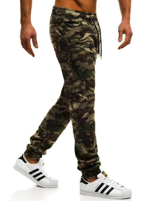 Pánské módní zelené jogger kalhoty ATHLETIC 404
