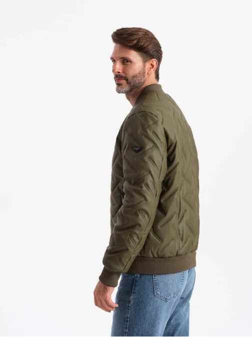 Olivová bomber bunda se vzorem V2 JALP-0196