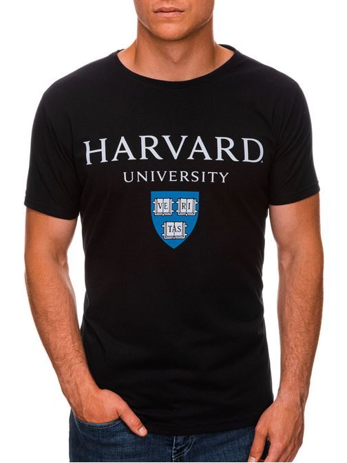 Černé tričko s krátkým rukávem Harvard S1467