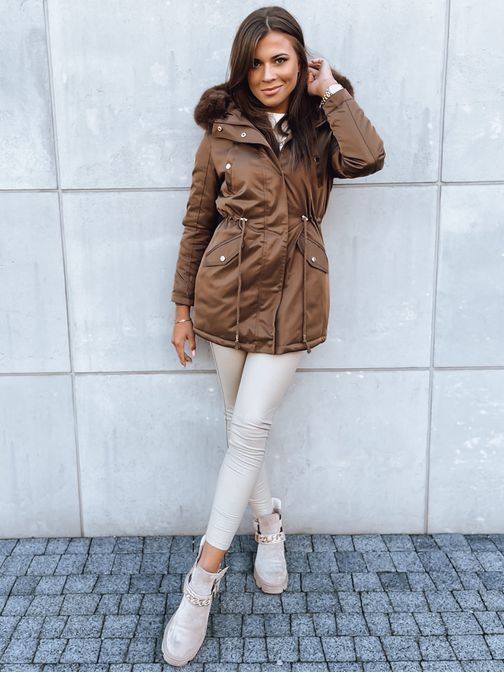 Dámská módní kávová zimní parka Goddess
