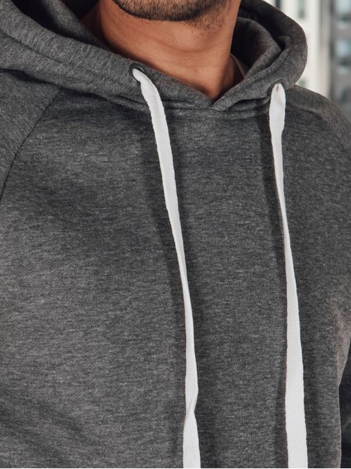 Cool šedá pánská mikina s kapucí a klokaní kapsou